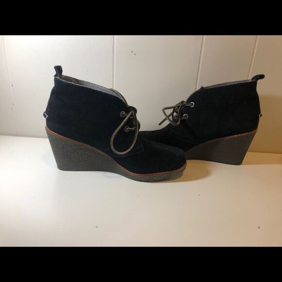 Sperry Top Slider Black Ankle Boots booties size 8.5 wedges - Picture 1 of 6